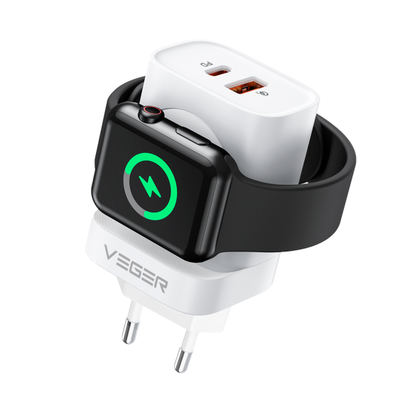 HURTIGLADER 25W 1 STK IWATCH 1 STK USB-A 1 STK USB-C