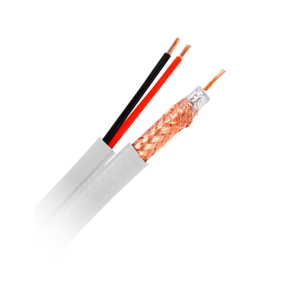 RG59 HVIT MIKROKOAKSIAL + STRØM KABEL 100 METER